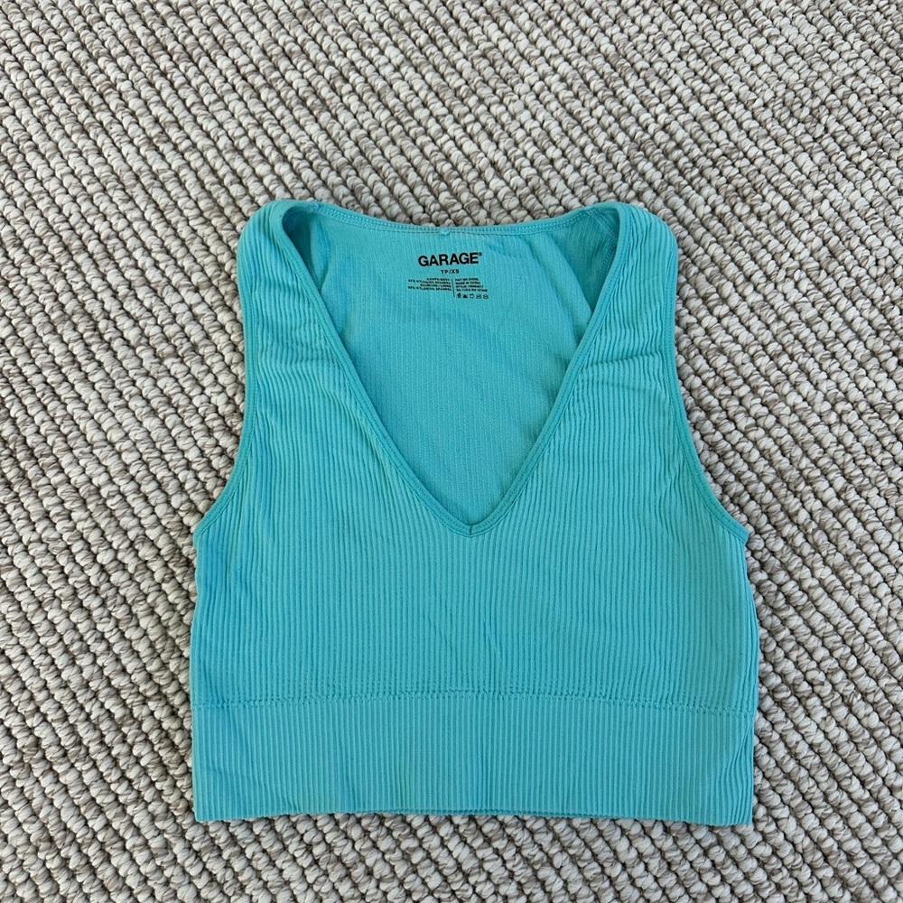 Garage Women's Teal Ribbed Crop Top